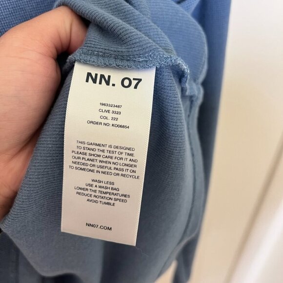 NN07 Clive Long Sleeve Waffle Knit Tee Shirt In Bering Sea M​ - Picture 6 of 8